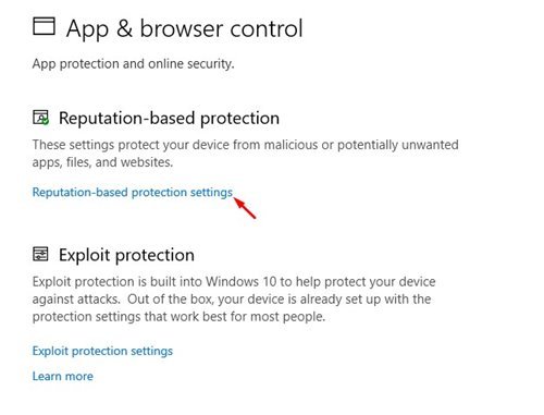 Reputation-based protection settings