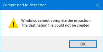  Windows Cannot Complete The Extraction