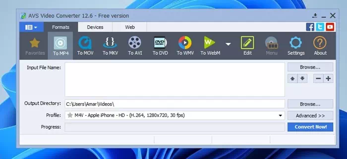 استخدام AVS Video Converter على جهاز الكمبيوتر الخاص