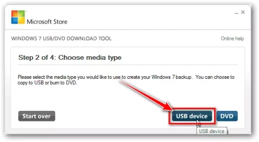 Selectați dispozitivul USB
