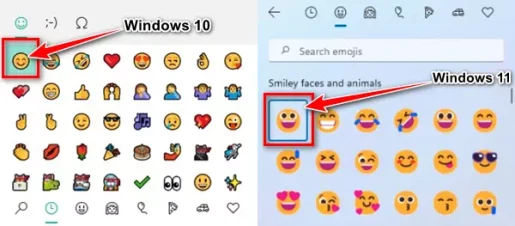 مقارنة بين الرموز التعبيرية في ويندوز 10 وويندوز 11