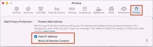 Disable Mail Privacy Protection on MacOS