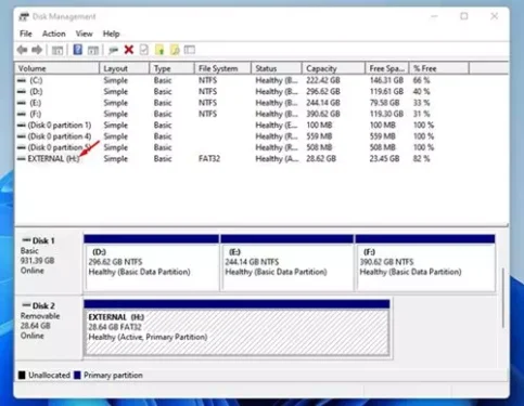 Disk Management utility