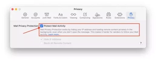 macOS에서 메일 개인 정보 보호 활성화