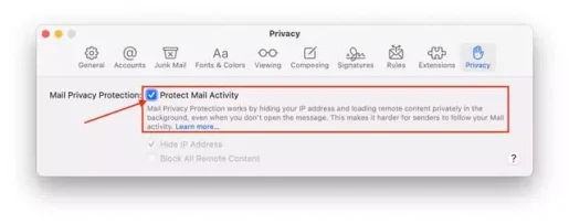 Aktiver Mail Privacy Protection på macOS