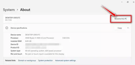 Rename this PC