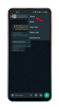 WhatsApp રિપોર્ટ સંપર્ક અથવા ચેટ