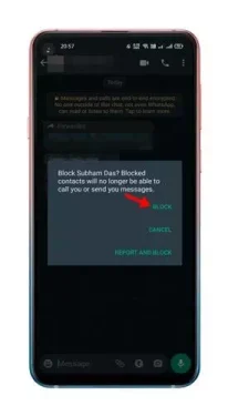WhatsApp confirmation Block