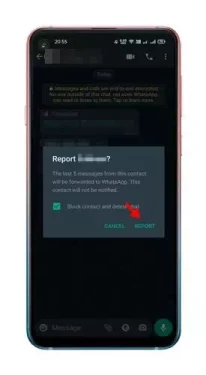 Отчет подтверждения WhatsApp для контакта или чата