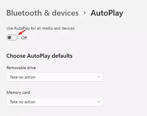 disable AutoPlay for all media and devices