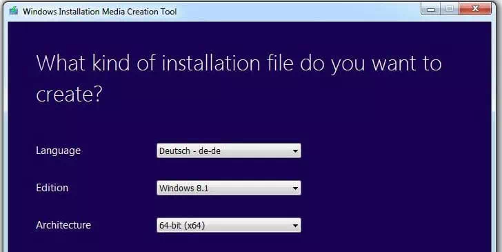 windows installation Media creation tool