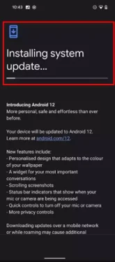 Android 12 بمجرد العثور عليه ، سيقوم تلقائيًا بتثبيت