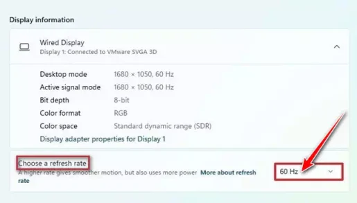 Choose a refresh rate