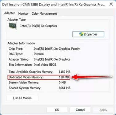 Dedicated Video Memory