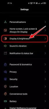 Display & Brightness