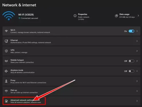 Advanced network settings