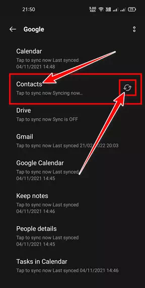 ယခု အဆက်အသွယ်များကို စင့်ခ်လုပ်ရန် စောင့်ပါ။