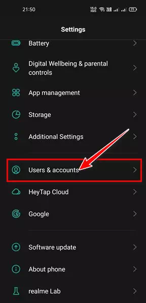 Users and Accounts ကိုနှိပ်ပါ။