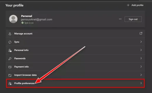 Cliciwch Dewisiadau Proffil Lluosog neu Dewisiadau Proffil