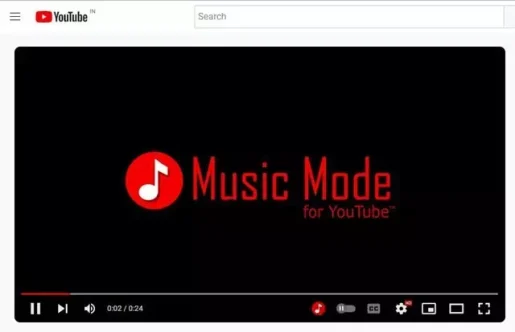 سيعرض لك مشغل وسائط يوتيوب صورة مصغرة لوضع الموسيقى على يوتيوب