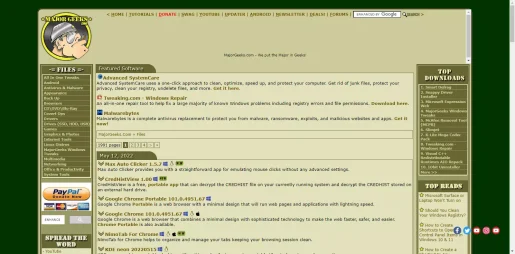 Сайт загрузки программного обеспечения Major Geeks