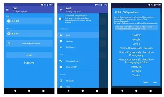 Change Default DNS To Google DNS On Android by app DNS Changer