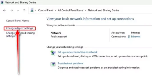 Change adapter settings