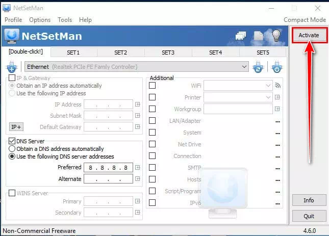 NetSetMan را فعال کنید