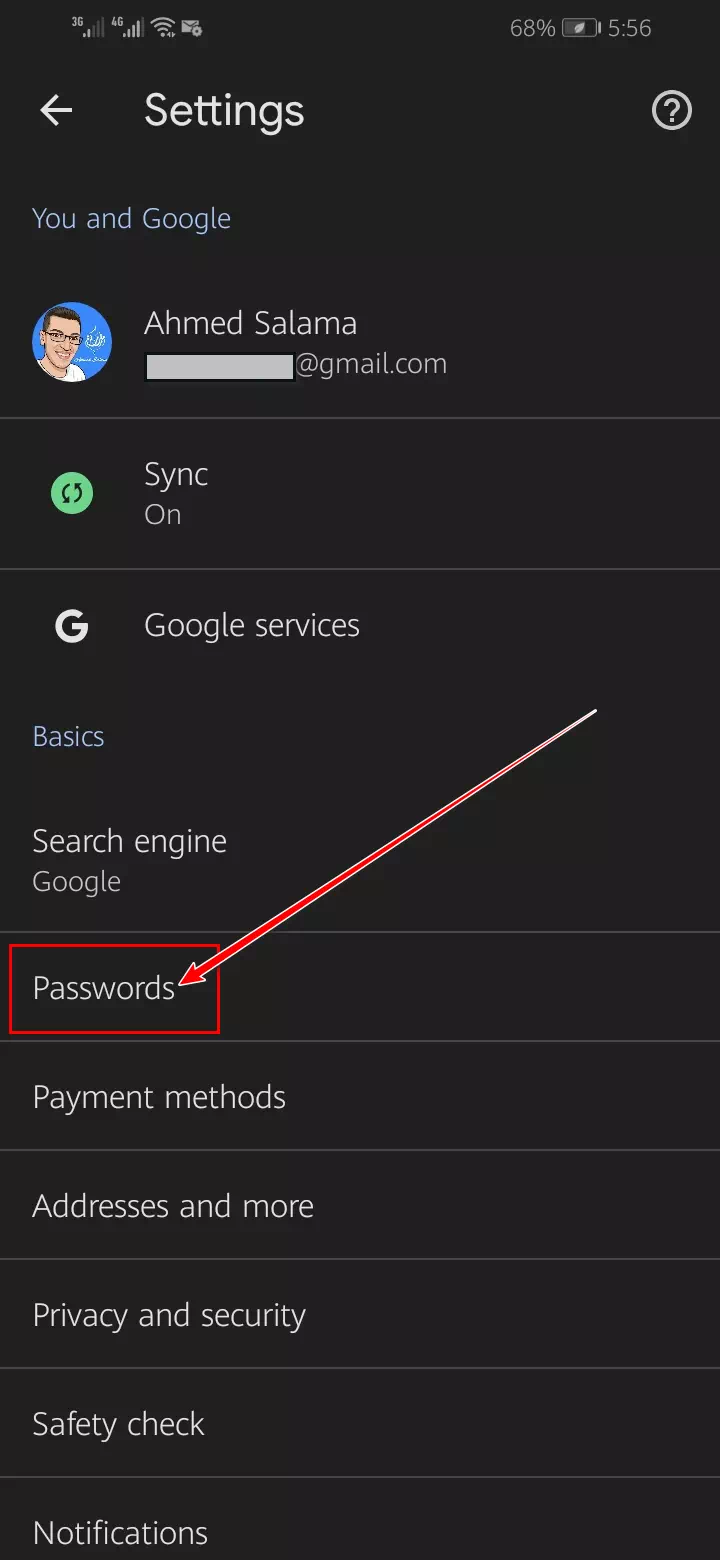 Chrome propter Passwords in Android