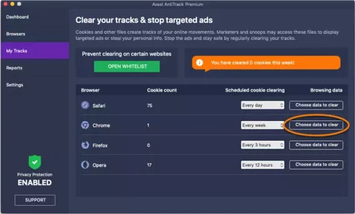 Антитрекинговая программа Avast