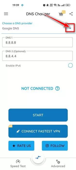 اختيار مزود DNS