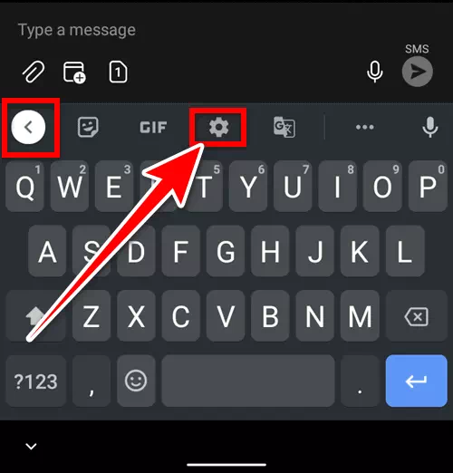 اضغط على أيقونة الإعدادات في تطبيق gboard