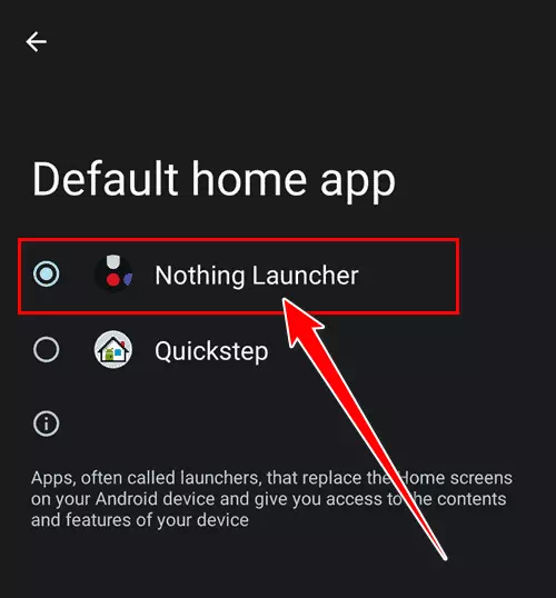 Wählen Sie Nothing Launcher, um es als Standardthema festzulegen