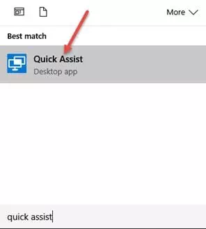 Отворете приложението Quick Assist