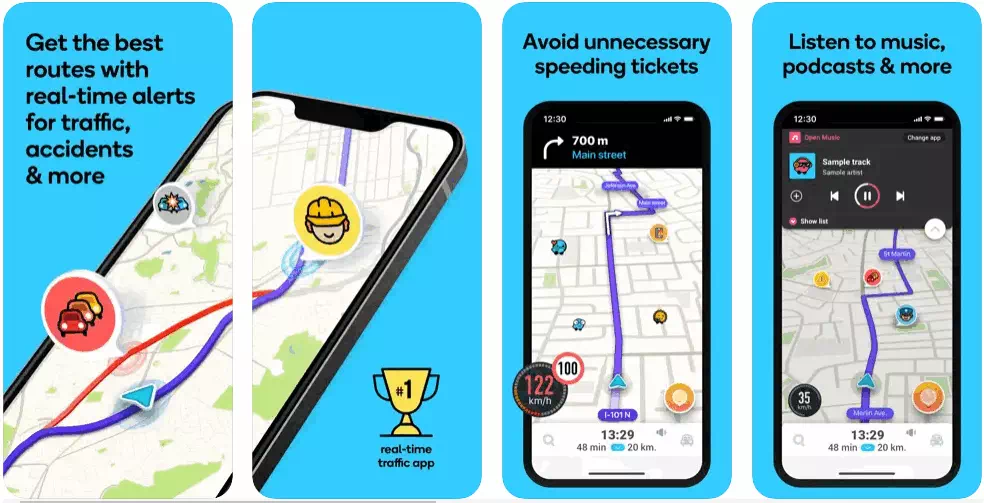 پیمایش Waze و ترافیک زنده