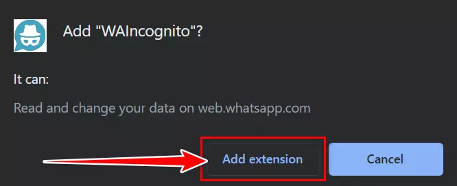 WAIncognito Add extension