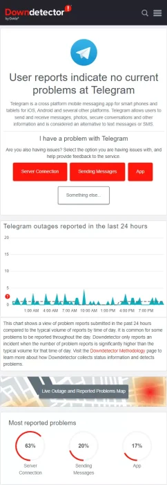 التحقق من حالة خادم Telegram على موقع Downdetector