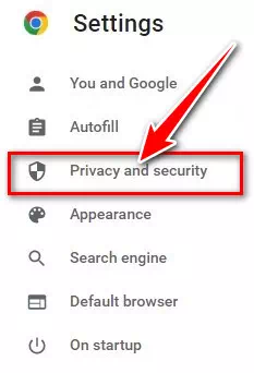 Haga clic en la sección Privacidad y seguridad