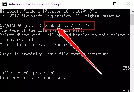 chkdsk /f