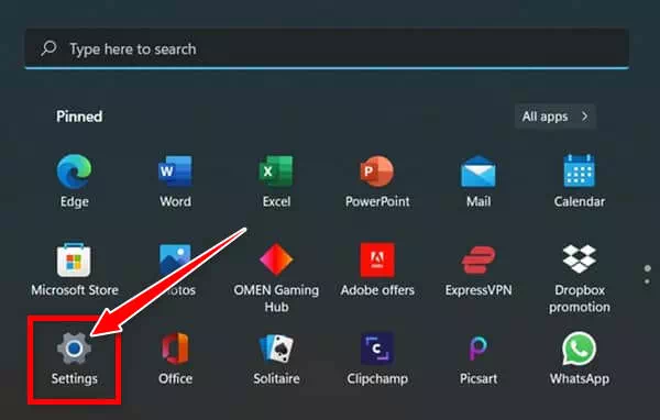 الوصول إلى الإعدادات في ويندوز 11