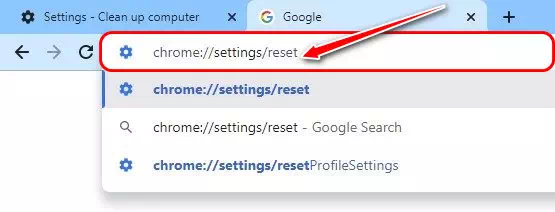 إعادة تعيين إعدادات Chrome