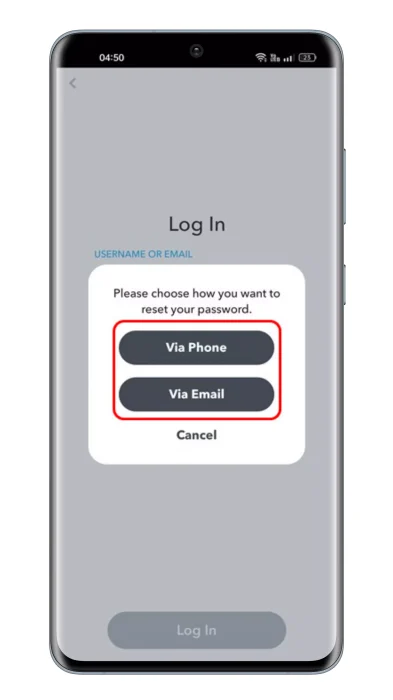 تحديد ما إذا كنت تريد استرداد حساب Snapchat باستخدام هاتفك أو بريدك الإلكتروني