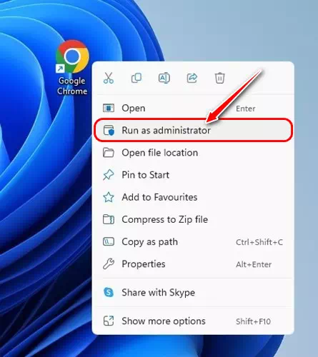 Windows 11 で管理者として Google Chrome を実行する