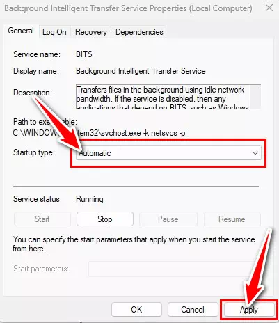 Automatic Background Intelligent Transfer Service on Services