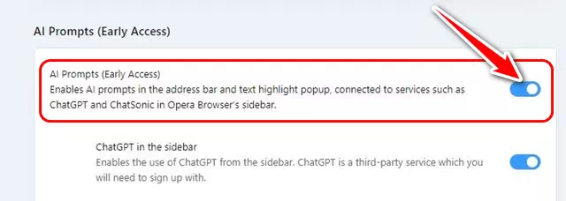 Opera Browser AI Prompts (Early Access)