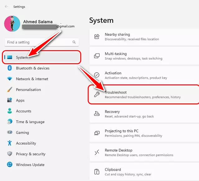 Troubleshoot on windows 11