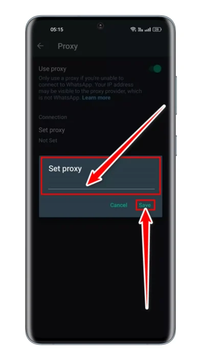 WhatsApp Set Proxy