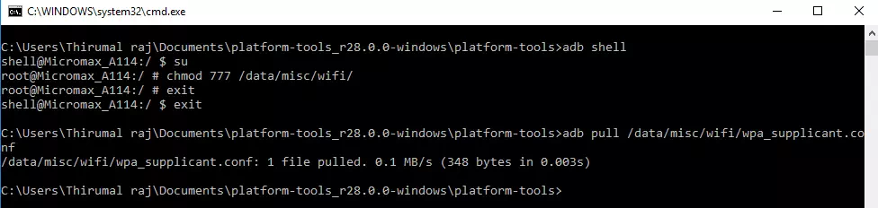 adb pull /data/misc/wifi/wpa_supplicant.conf c:/wpa_supplicant.conf
