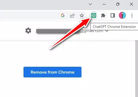 رمز ChatGPT Chrome Extension على شريط الاضافات
