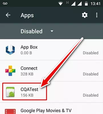 تعطيل تطبيق CQATest